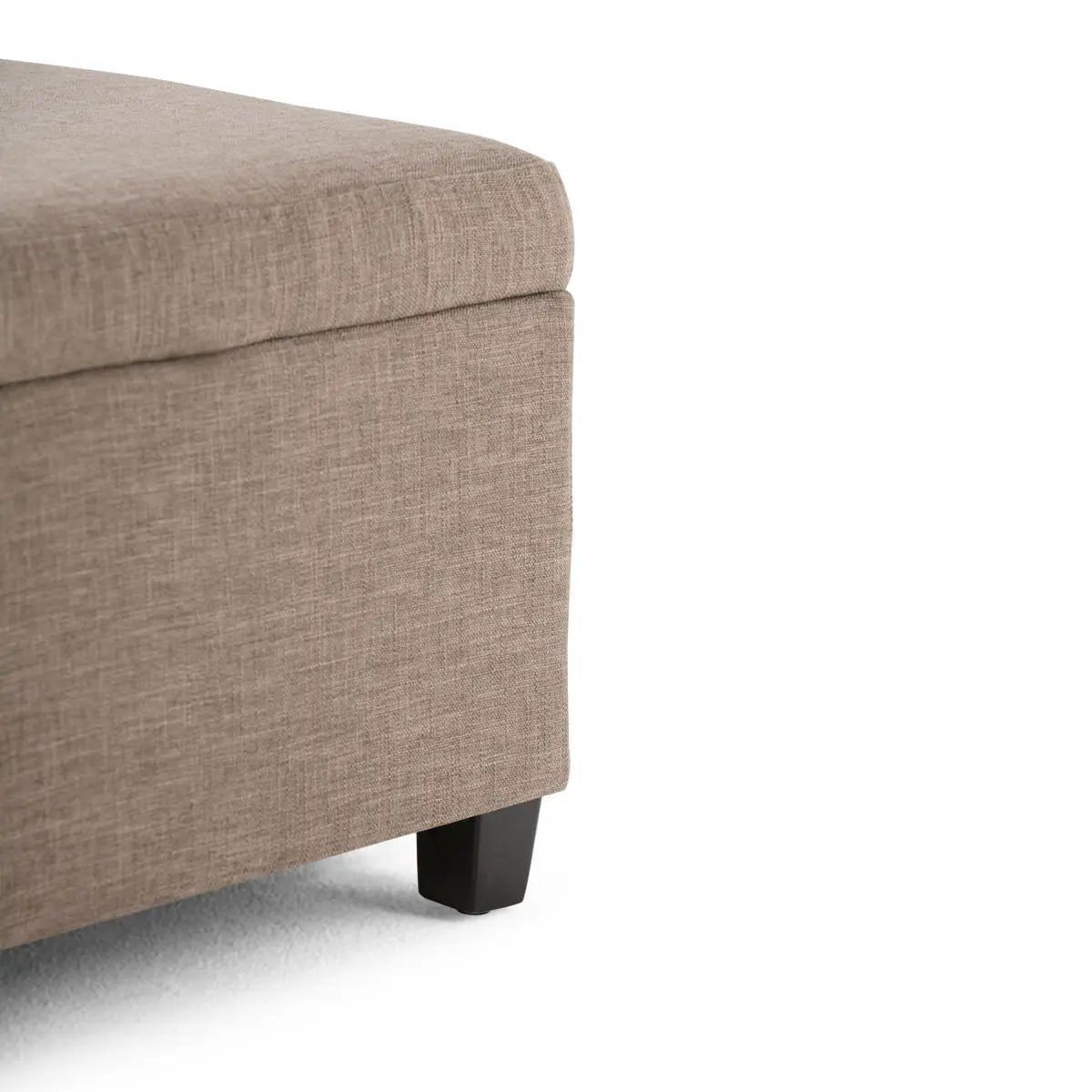 Avalon Multifunctional Storage Ottoman Bench beige fabric with dark wood legs Unique Piece on Tampa Home & Garden Store