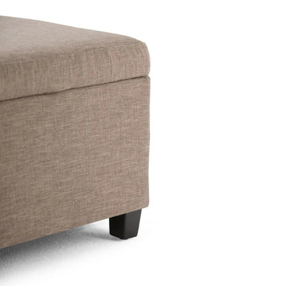 Avalon Multifunctional Storage Ottoman Bench beige fabric with dark wood legs Unique Piece on Tampa Home & Garden Store