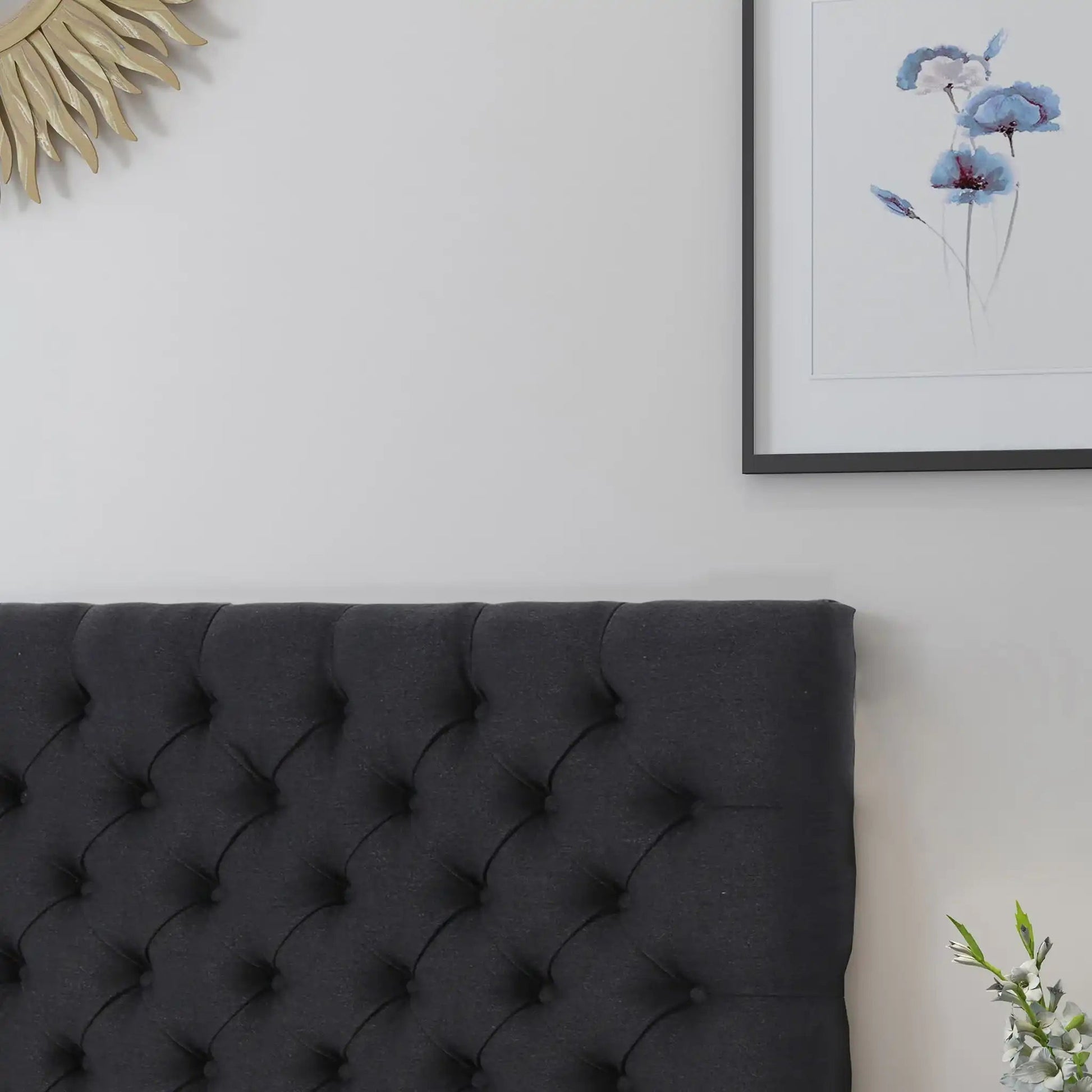 Annecy Contemporary Upholstered Headboard black tufted fabric by HouseOfZazla on Tampa Home & Garden Store