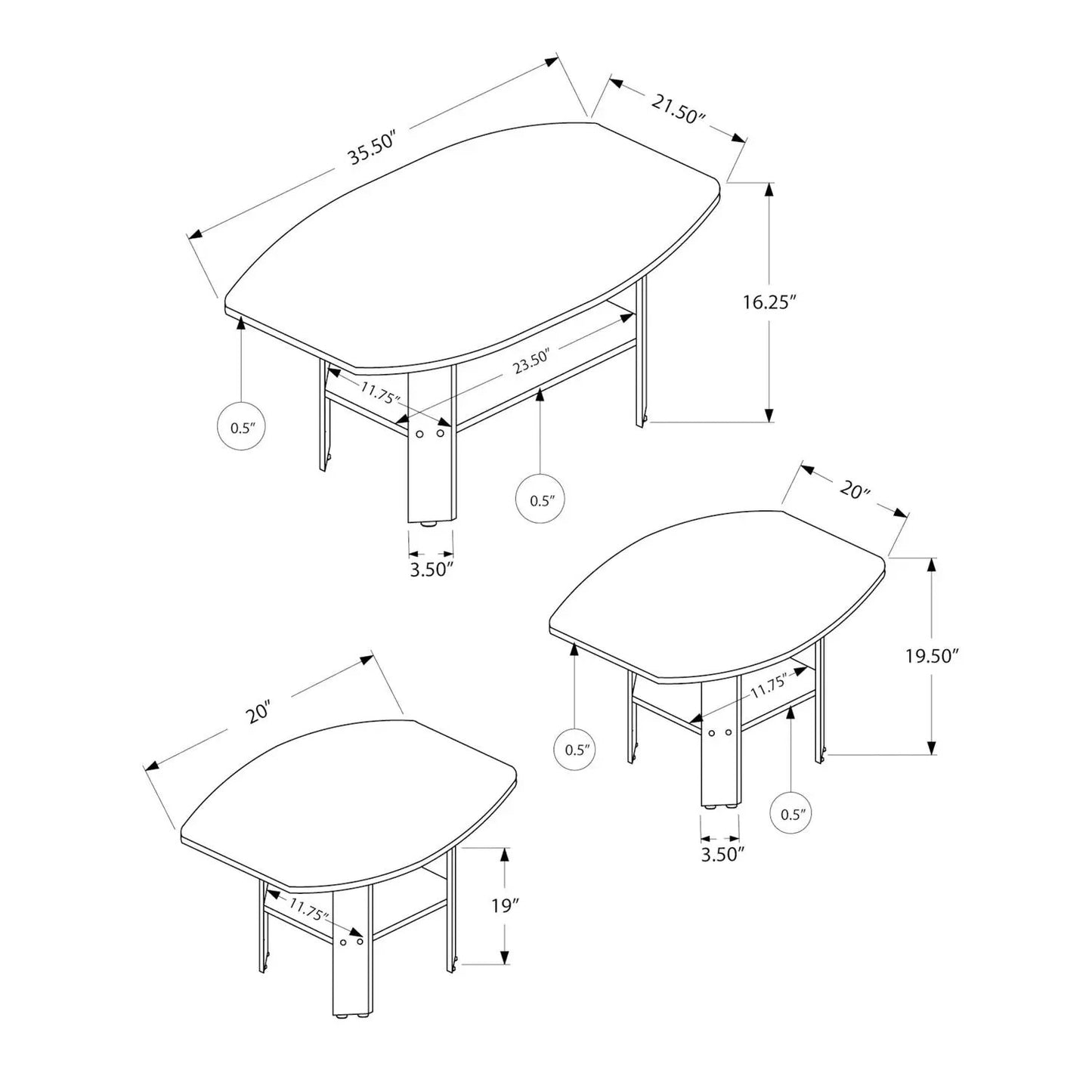 Coffee Table and End Table Set for Living Room