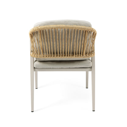 Outdoor Dining Chair Set of Two Woven Rattan