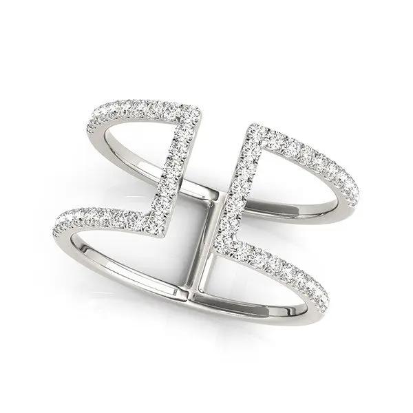 14k white gold modern dual-band diamond ring with pavé diamonds, 1/2 cttw, Bids.com on Tampa Home & Garden Store