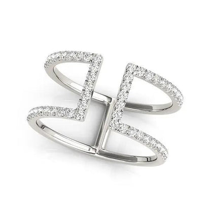 14k white gold modern dual-band diamond ring with pavé diamonds, 1/2 cttw, Bids.com on Tampa Home & Garden Store