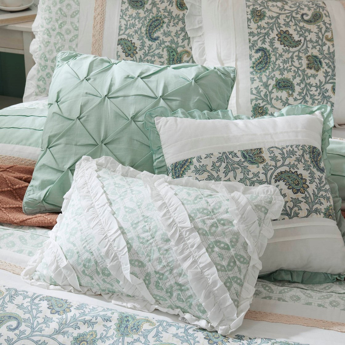 9 Piece Cotton Percale Comforter Set Aqua by HouseOfZazla with tufted aqua quilt on Tampa Home & Garden Store
