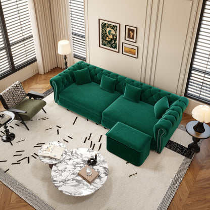 Green Chesterfield Velvet Sofa and the Bed
