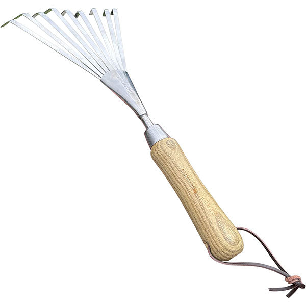 Stainless Steel Garden Hand Rake (classic wood handle) - Tampa Home & Garden Store