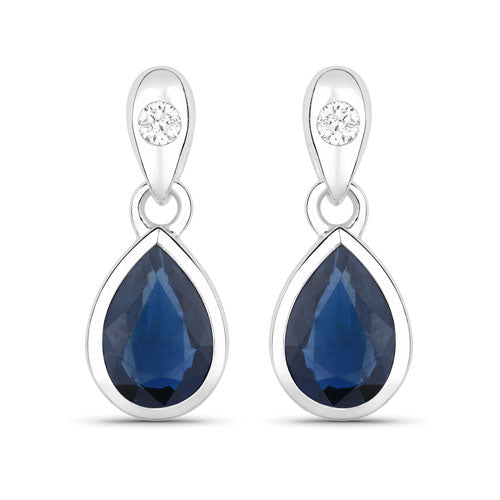 Earrings 1.65ct blue sapphire teardrop drops with white diamond in 10K white gold Bids.com on Tampa Home & Garden Store