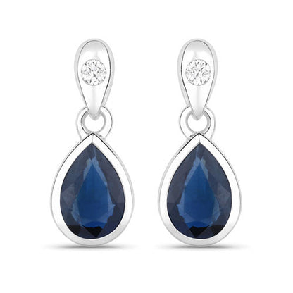 Earrings 1.65ct blue sapphire teardrop drops with white diamond in 10K white gold Bids.com on Tampa Home & Garden Store