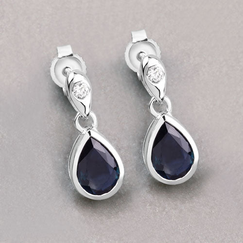 Earrings Bids.com 1.65ct blue sapphire teardrop with white diamonds in 10K white gold on Tampa Home & Garden Store