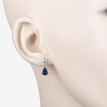 Earrings blue sapphire teardrop with white diamond in 10K white gold, 1.65ct, Bids.com on Tampa Home & Garden Store