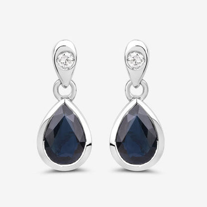 Earrings Bids.com: 10K white gold drop with pear blue sapphires and diamonds, pair on Tampa Home & Garden Store