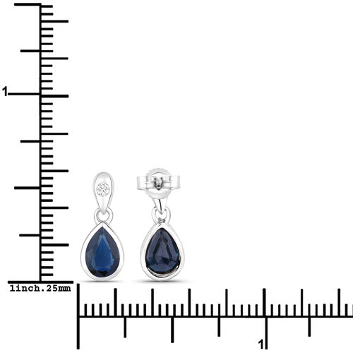 Pair of 1.65ct blue sapphire teardrop earrings with diamonds in 10K white gold, Bids.com on Tampa Home & Garden Store