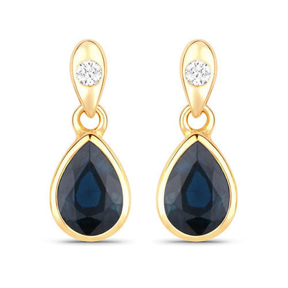Earrings Bids.com, 1.65ct blue sapphire teardrop with white diamonds in 10K yellow gold, pair on Tampa Home & Garden Store