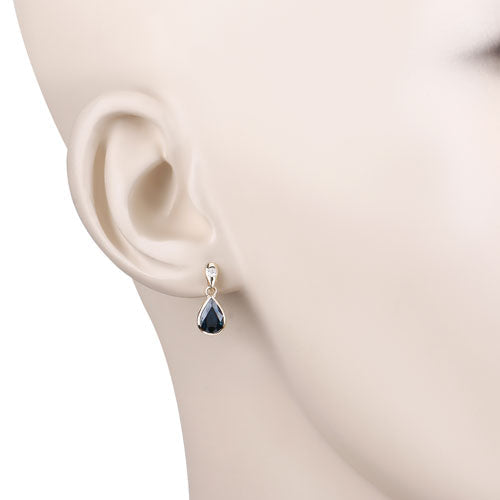 1.65ct blue sapphire and white diamond teardrop earrings by Bids.com in 10K yellow gold on Tampa Home & Garden Store