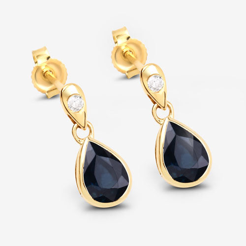 Earrings: 10K yellow gold drop with blue sapphire teardrops and diamond accents by Bids.com on Tampa Home & Garden Store