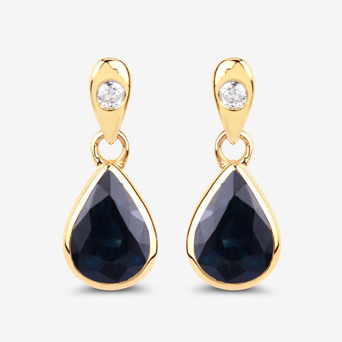 Earrings pair 1.65ct blue sapphire teardrops with white diamonds in 10K gold Bids.com on Tampa Home & Garden Store