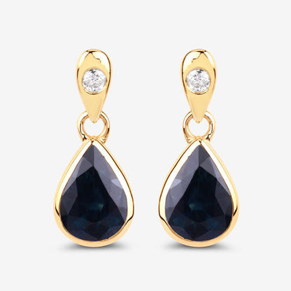 Earrings pair 1.65ct blue sapphire teardrops with white diamonds in 10K gold Bids.com on Tampa Home & Garden Store