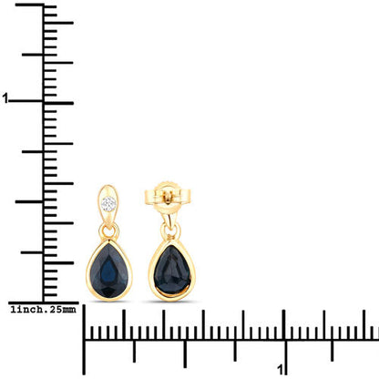 Bids.com 1.65ct Blue Sapphire & White Diamond 10K Yellow Gold Earrings on Tampa Home & Garden Store