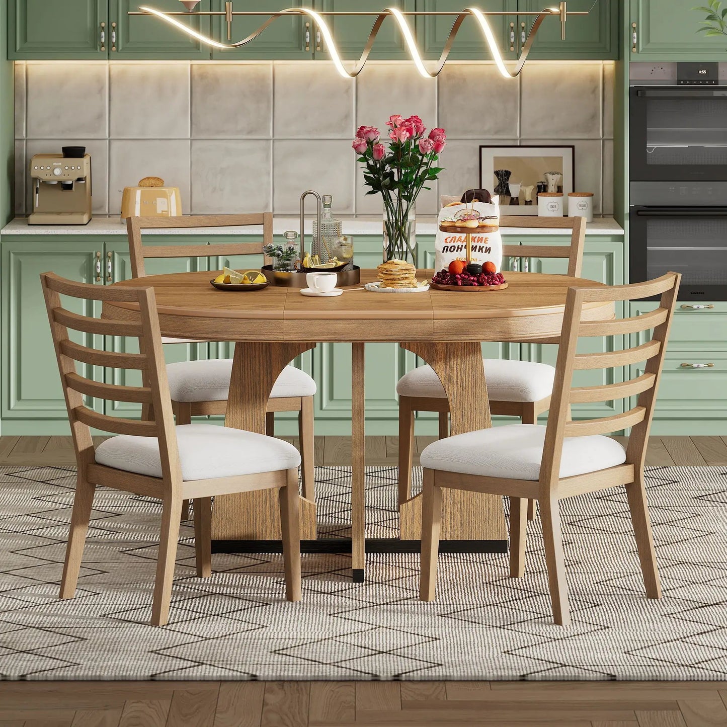 Round Dining Table Set for 4 with Chairs