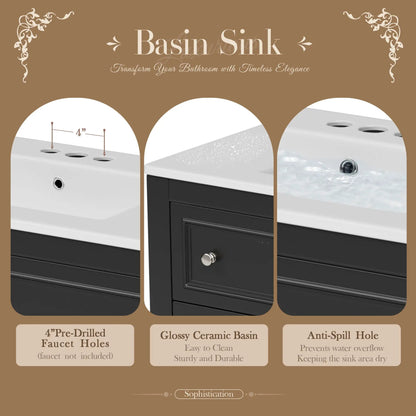 Bathroom Vanity With Medicine Cabinet and Drawers