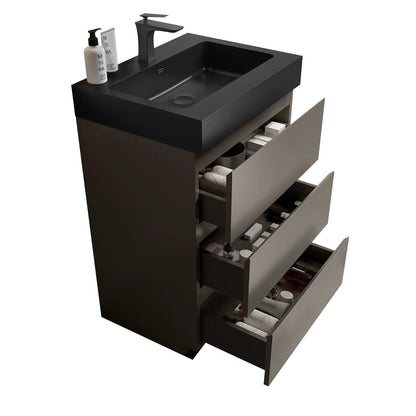 Alice bathroom vanity with sink, dark charcoal countertop, large storage drawers on Tampa Home & Garden Store