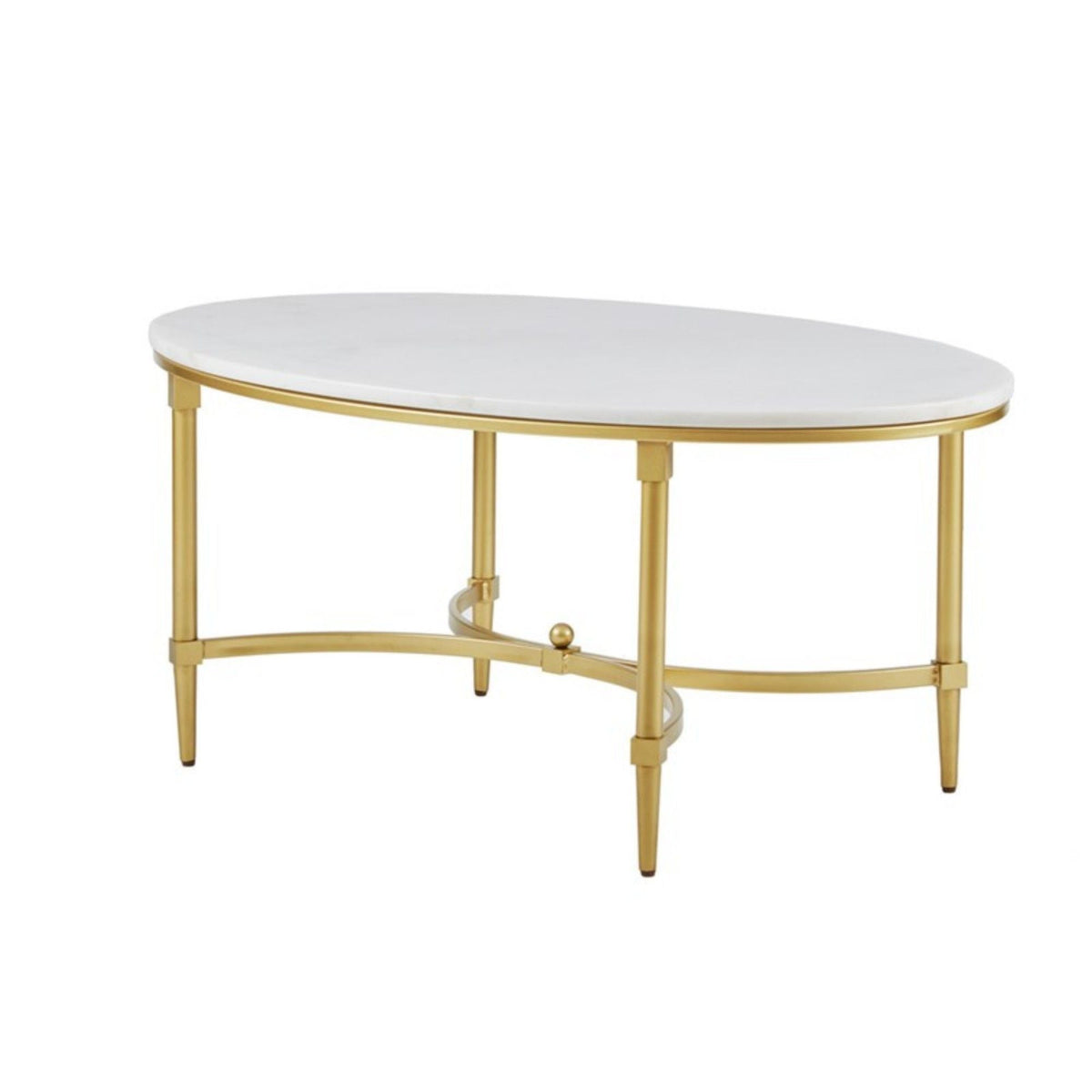 White marble oval coffee table with gold metal legs by HouseOfZazla Bordeaux on Tampa Home & Garden Store