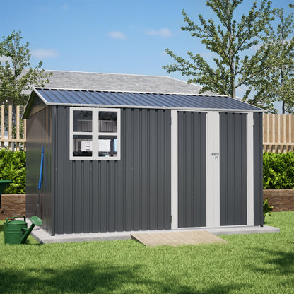 10x8 Outdoor Steel Shed with Door and Lock