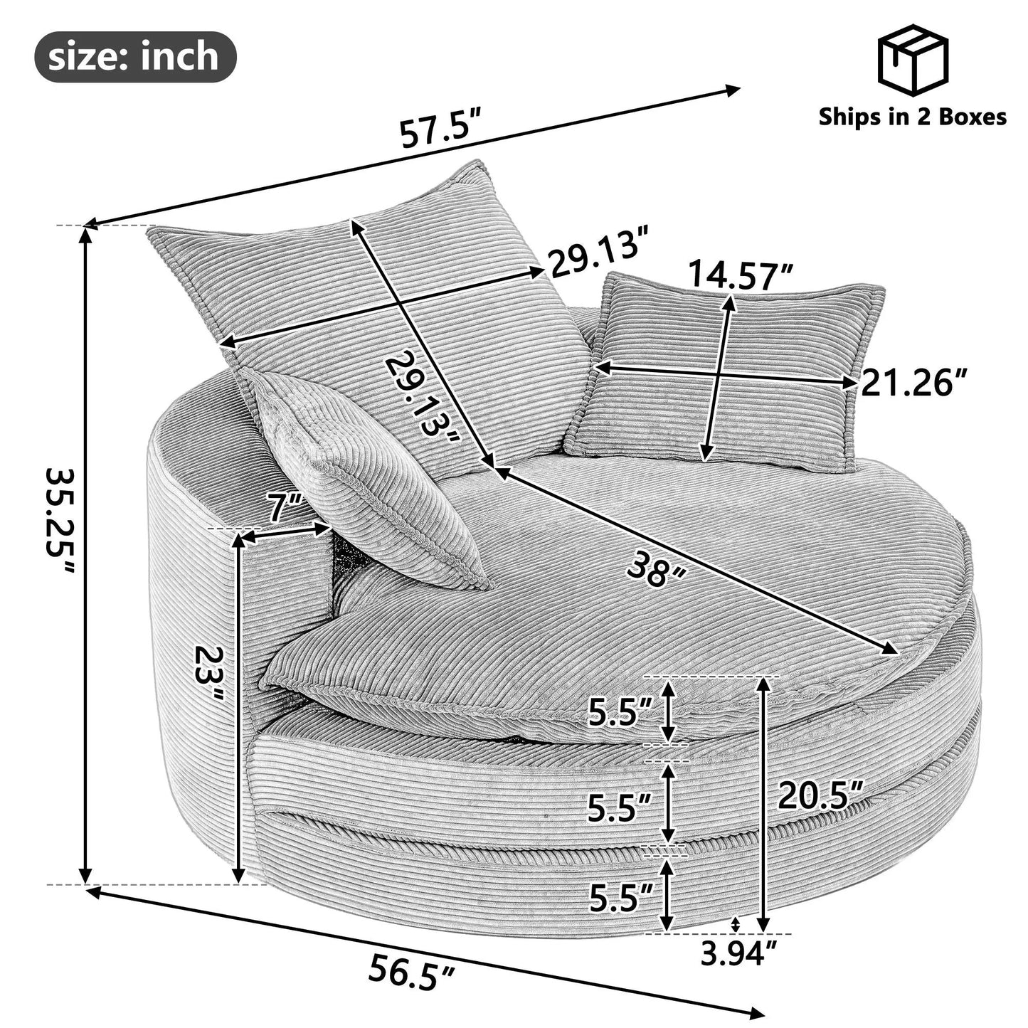 360 Degree Swivel Barrel Chair with Dual Cushions