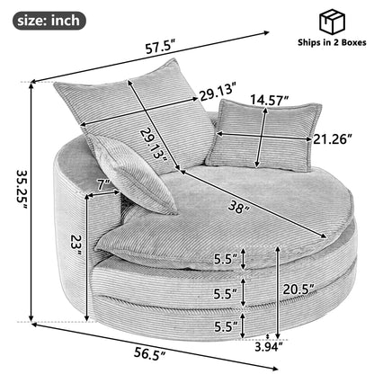 360 Degree Swivel Barrel Chair with Dual Cushions