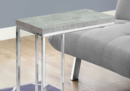C-shaped accent table with tempered glass top and chrome legs, modern design by Unique Piece on Tampa Home & Garden Store