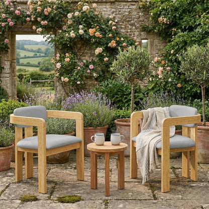 Set of Two Outdoor Acacia Wood Dining Chairs