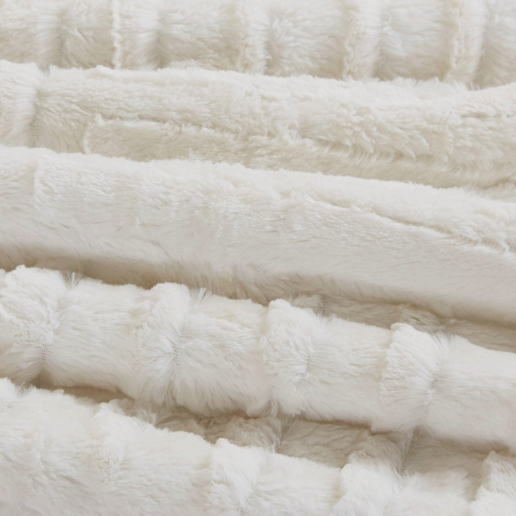 Full/Queen Fur Down Alternative Comforter Mini Set white faux fur plush texture on Tampa Home & Garden Store
