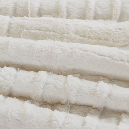 Full/Queen Fur Down Alternative Comforter Mini Set white faux fur plush texture on Tampa Home & Garden Store