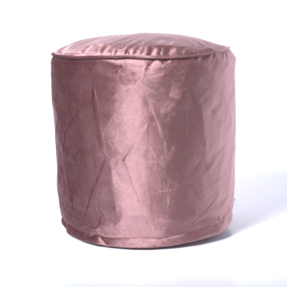 Cylinder pouf ottoman in pink velvet with polystyrene bead fill by HouseOfZazla on Tampa Home & Garden Store