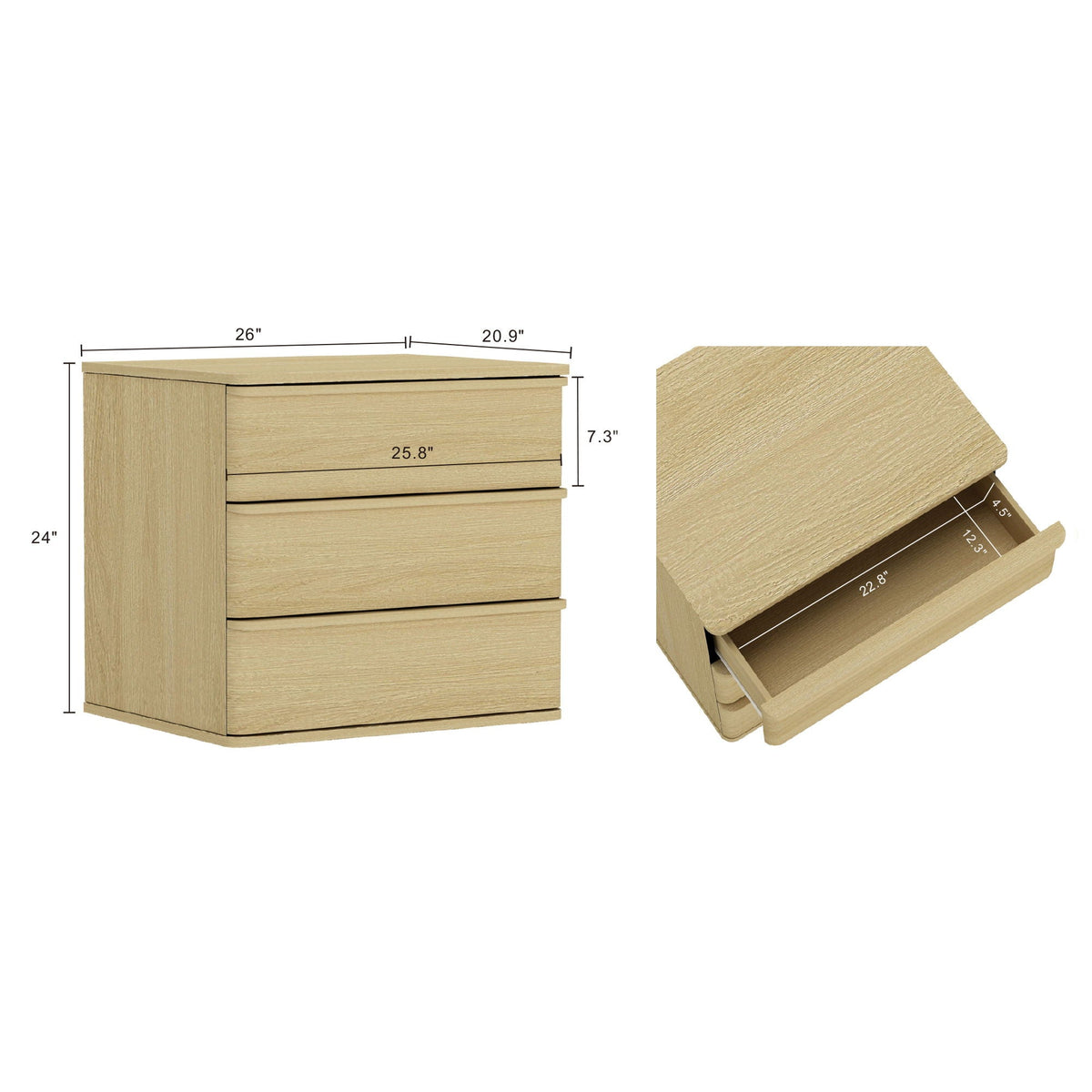 Oak nightstand with three drawers by HouseOfZazla; oak finish accent nightstand on Tampa Home & Garden Store