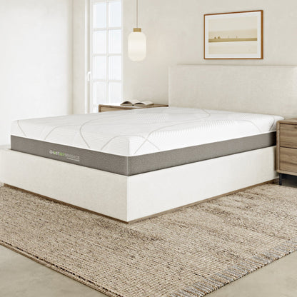GhostBed Massage Mattress Hybrid Profile gray and white, GhostBed branding visible on side on Tampa Home & Garden Store