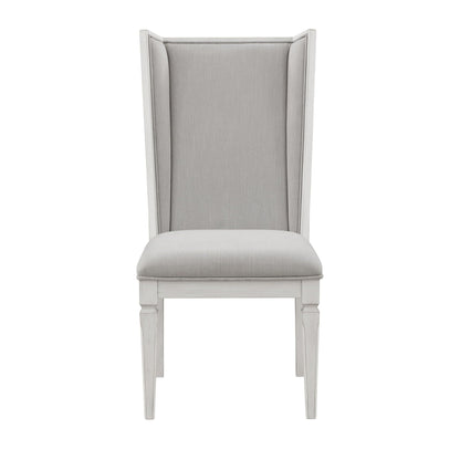Katia Side Chair set of 2 gray fabric chairs with whitewashed wood frame HouseOfZazla on Tampa Home & Garden Store