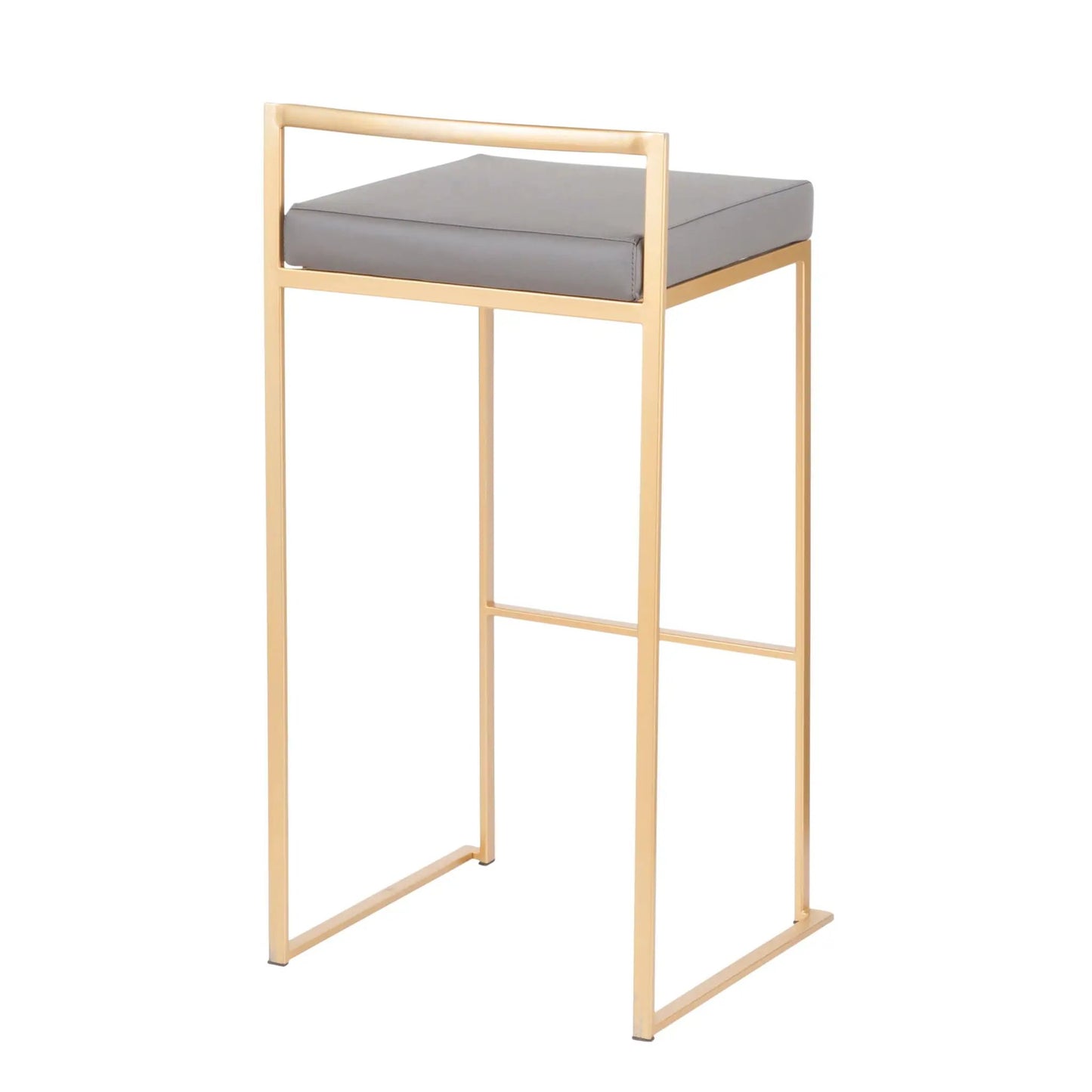 Fuji Contemporary Glam Bar Stool with gold frame and gray cushion by Unique Piece Furniture on Tampa Home & Garden Store