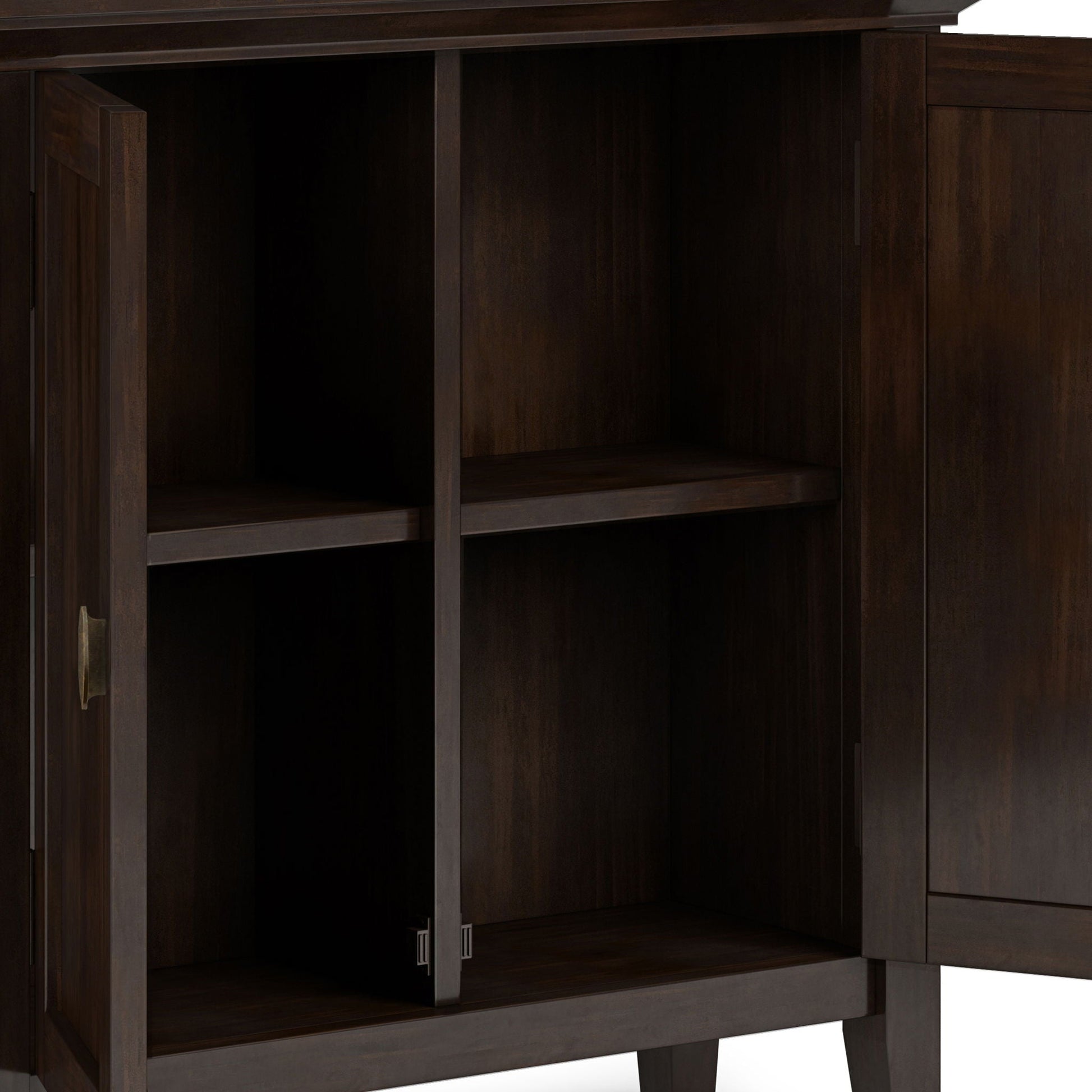 Redmond low storage cabinet Brunette Brown accent cabinet by HouseOfZazla with shelves on Tampa Home & Garden Store