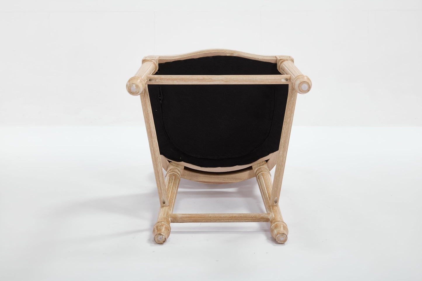 French Country 26in Bar Chairs light wood frame with black fabric back on Tampa Home & Garden Store
