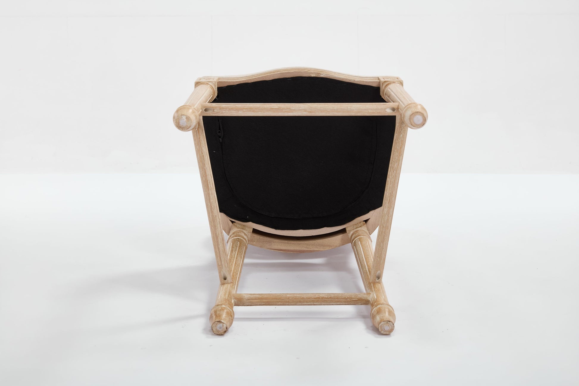 French Country 26in Bar Chairs light wood frame with black fabric back on Tampa Home & Garden Store