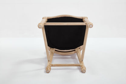French Country 26in Bar Chairs light wood frame with black fabric back on Tampa Home & Garden Store