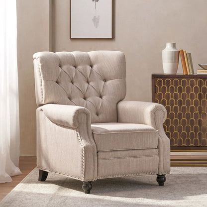 Welch Contemporary Tufted Pushback Recliner beige fabric by Unique Piece Furniture on Tampa Home & Garden Store