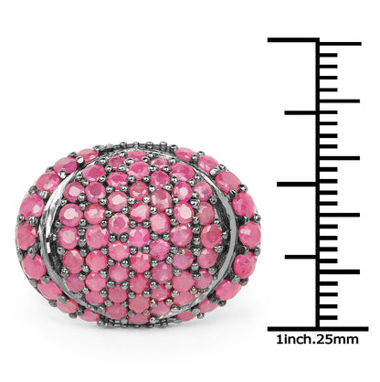 3.35 Carat Genuine Ruby .925 Sterling Silver Ring by Bids.com with pink pave rubies dome style on Tampa Home & Garden Store