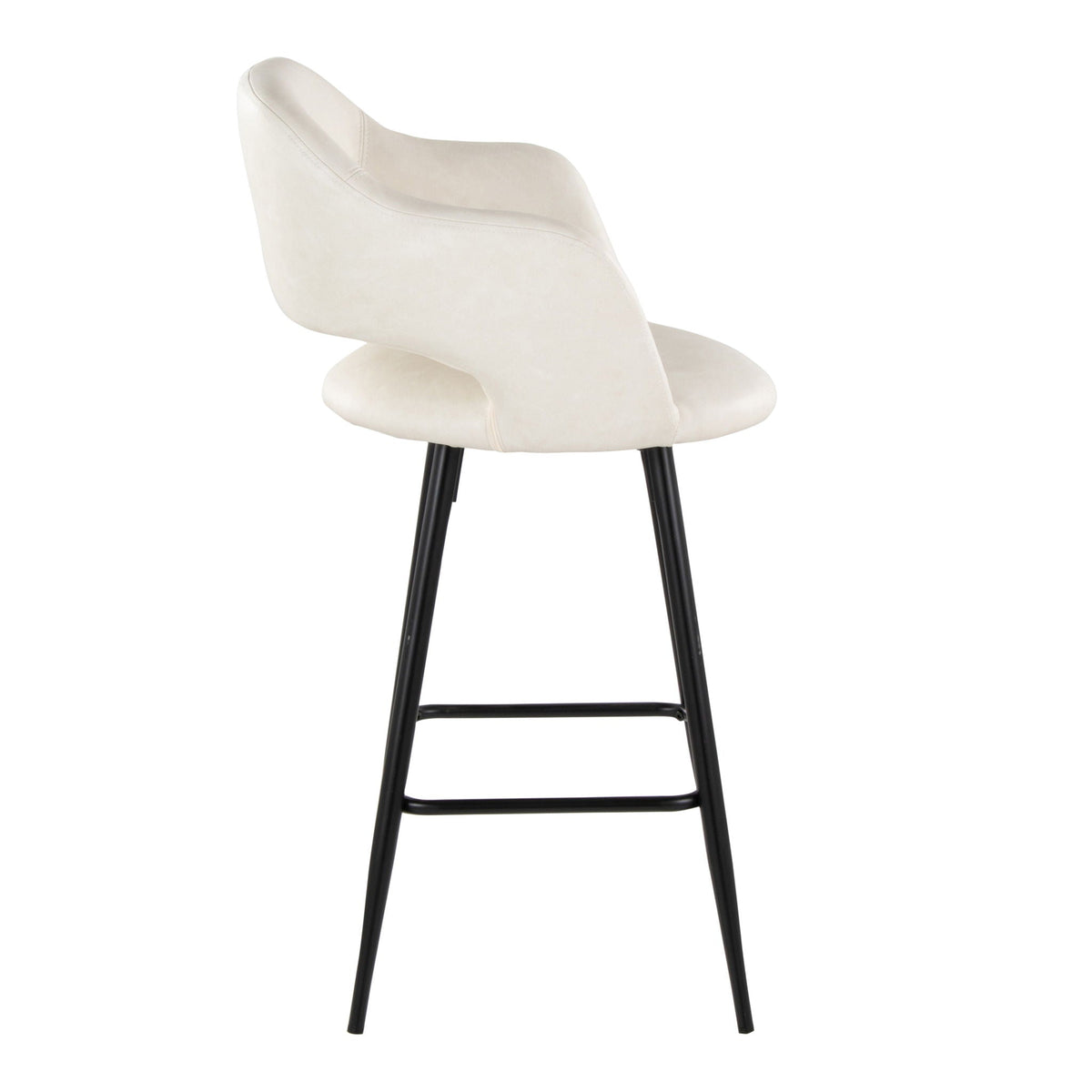 Contemporary fixed-height counter stool cream upholstery, black legs and square footrest on Tampa Home & Garden Store