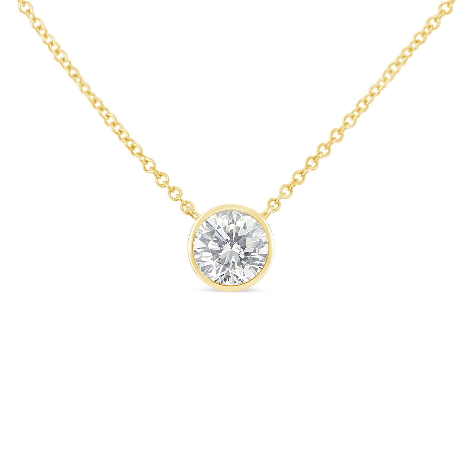 10K white gold bezel-set diamond pendant necklace with round 1/10 ct diamond, 16–18 in on Tampa Home & Garden Store