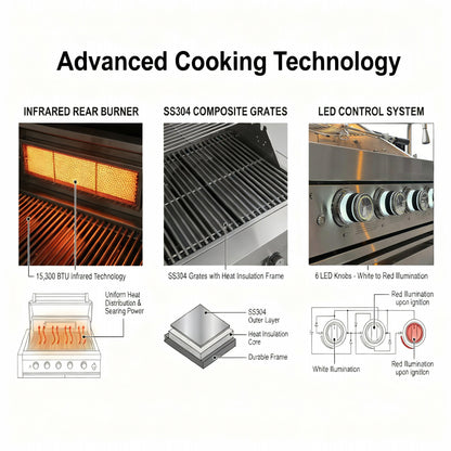 Deluxe 6 Burner Stainless Steel Outdoor Grill