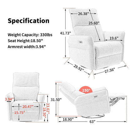 Electric Recliner with USB and Type C for Bedroom