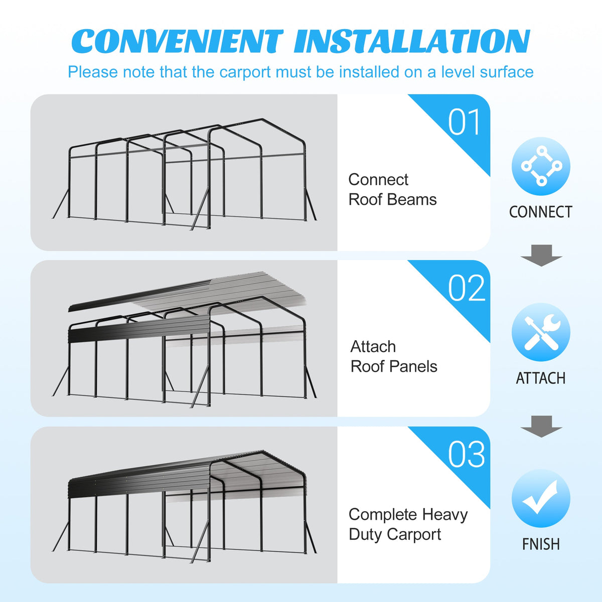 13x20 ft metal carport with upgraded frame, black metal by HouseOfZazla on Tampa Home & Garden Store