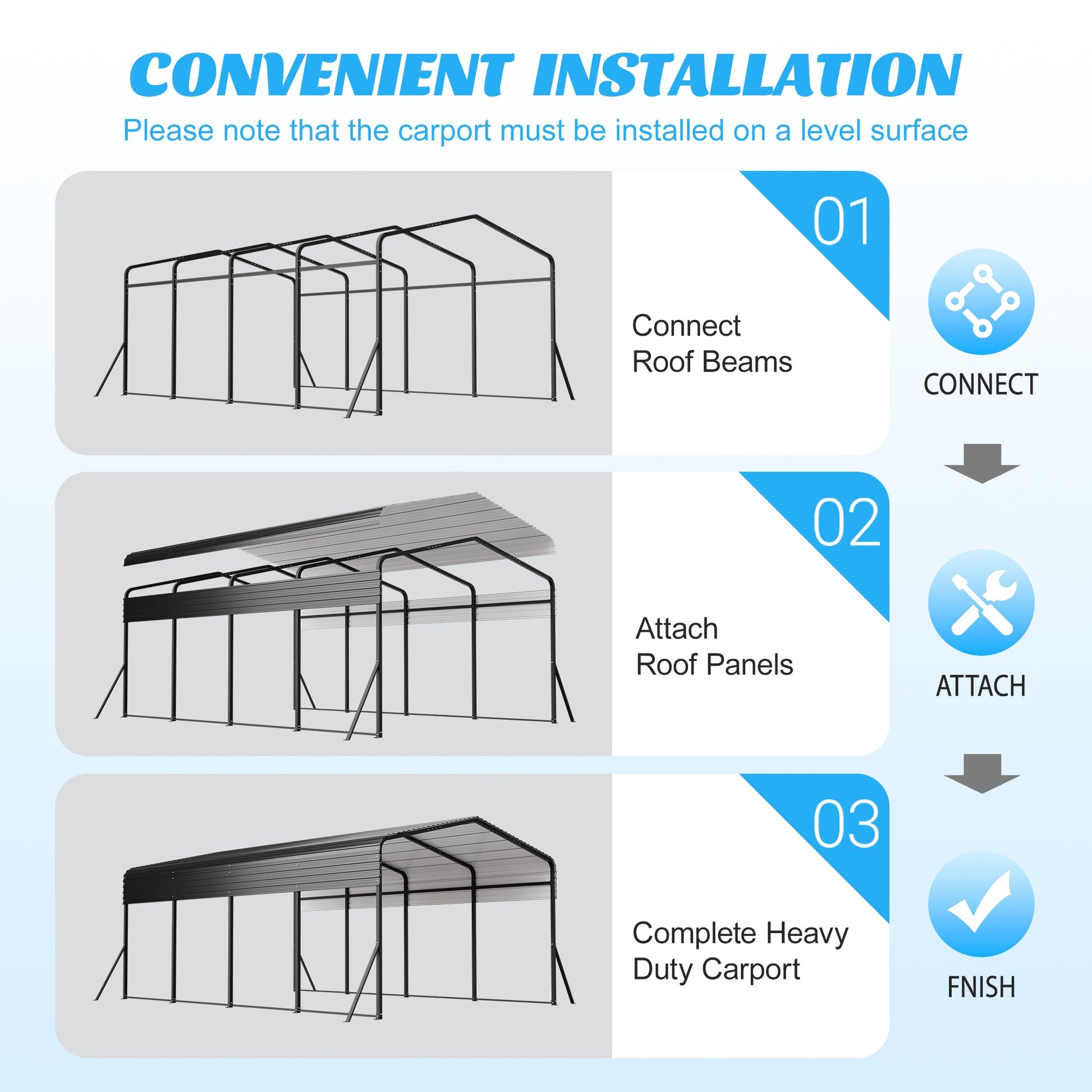 13x20 ft metal carport with upgraded frame, black metal by HouseOfZazla on Tampa Home & Garden Store